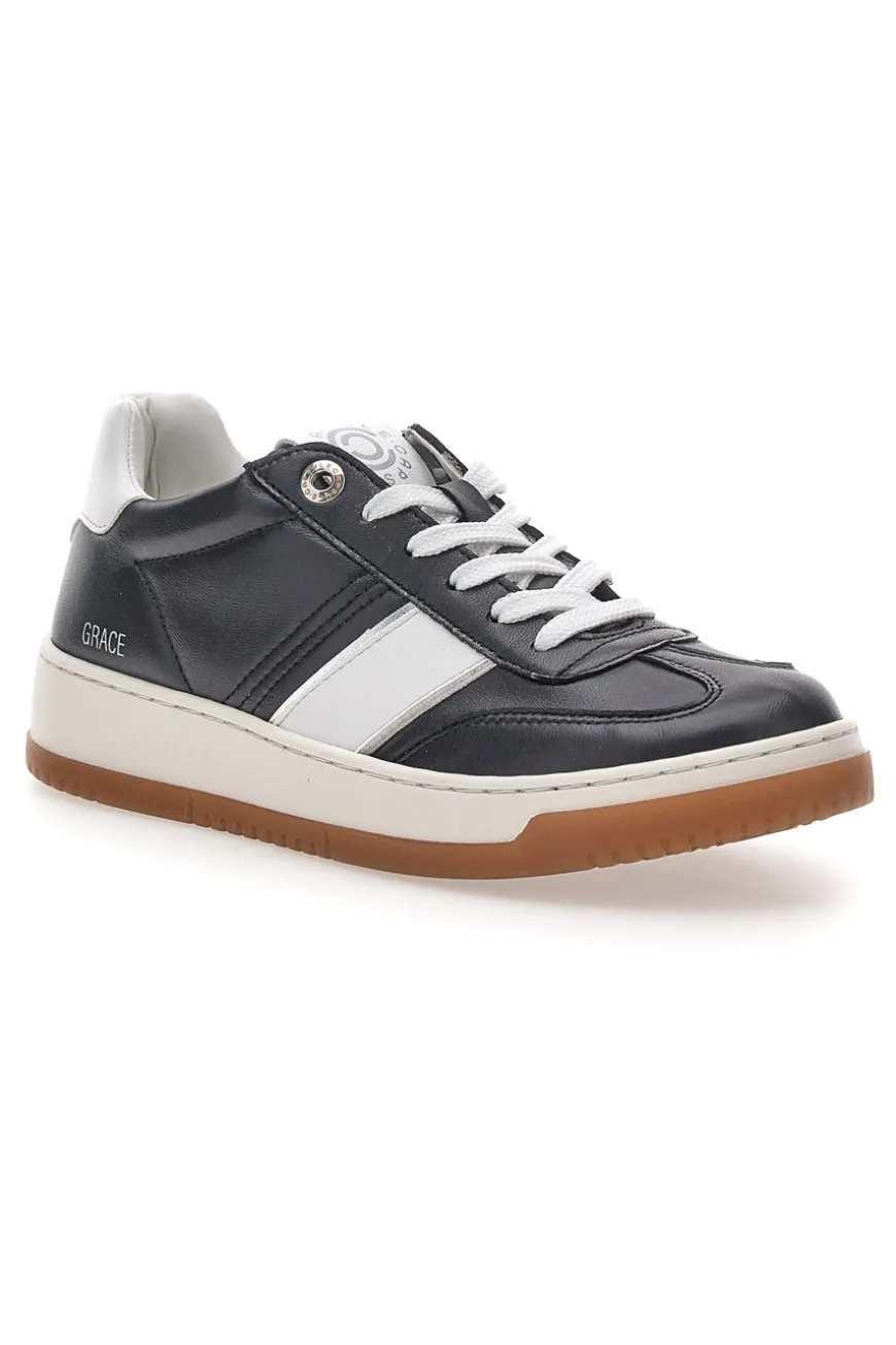 Sneaker nera in vera pelle con dettagli bianchi Pittarello Capsule Grace