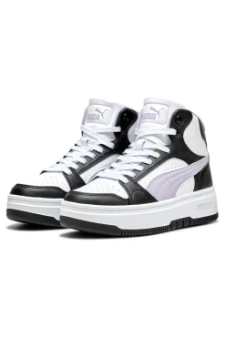 Sneakers alte bianche e nere suola flatform Rebound Femme Mid Puma