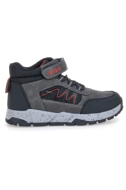 Sneakers alte grigie con dettagli rossi e strappo Pitt Kids 125