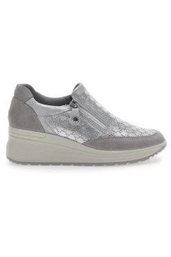 Sneakers Argento In Pelle Con Zeppa IMac 555730