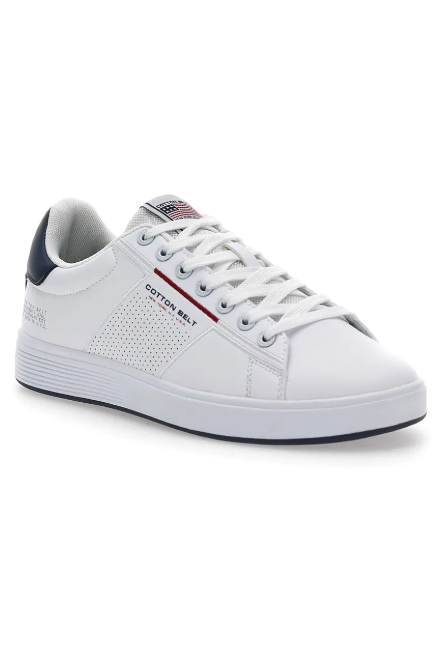 Sneakers Basse Bianche e Blu Cotton Belt Player Lth