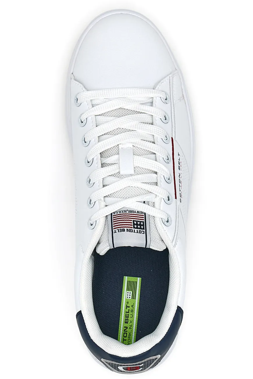Sneakers Basse Bianche e Blu Cotton Belt Player Lth