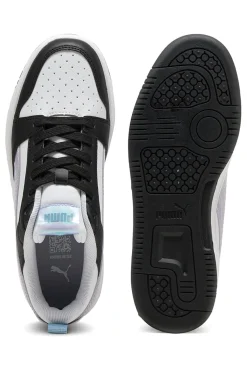 Sneakers basse bianche nere e lilla con dettagli iridescenti Puma Rebound V6 Lo Space Belle Jr