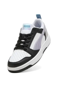 Sneakers basse bianche nere e lilla con dettagli iridescenti Puma Rebound V6 Lo Space Belle Jr
