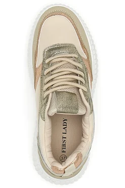 Sneakers Beige con Inserti Metallizzati First Lady 012 da Donna
