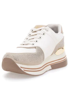 Sneakers beige con strass e inserti oro Laura biagiotti 9638