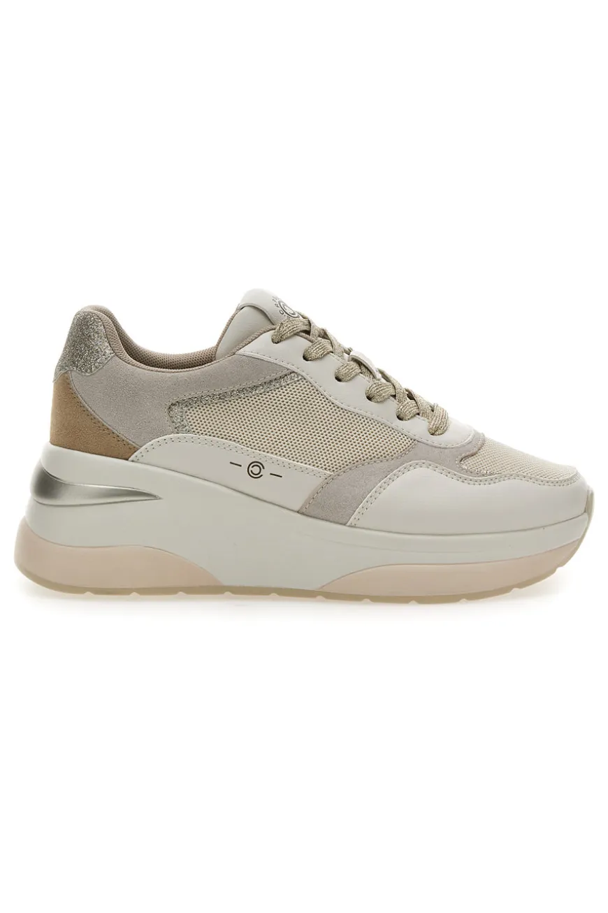 Sneakers Beige in pelle zeppa comfort Pittarello capsule Benny