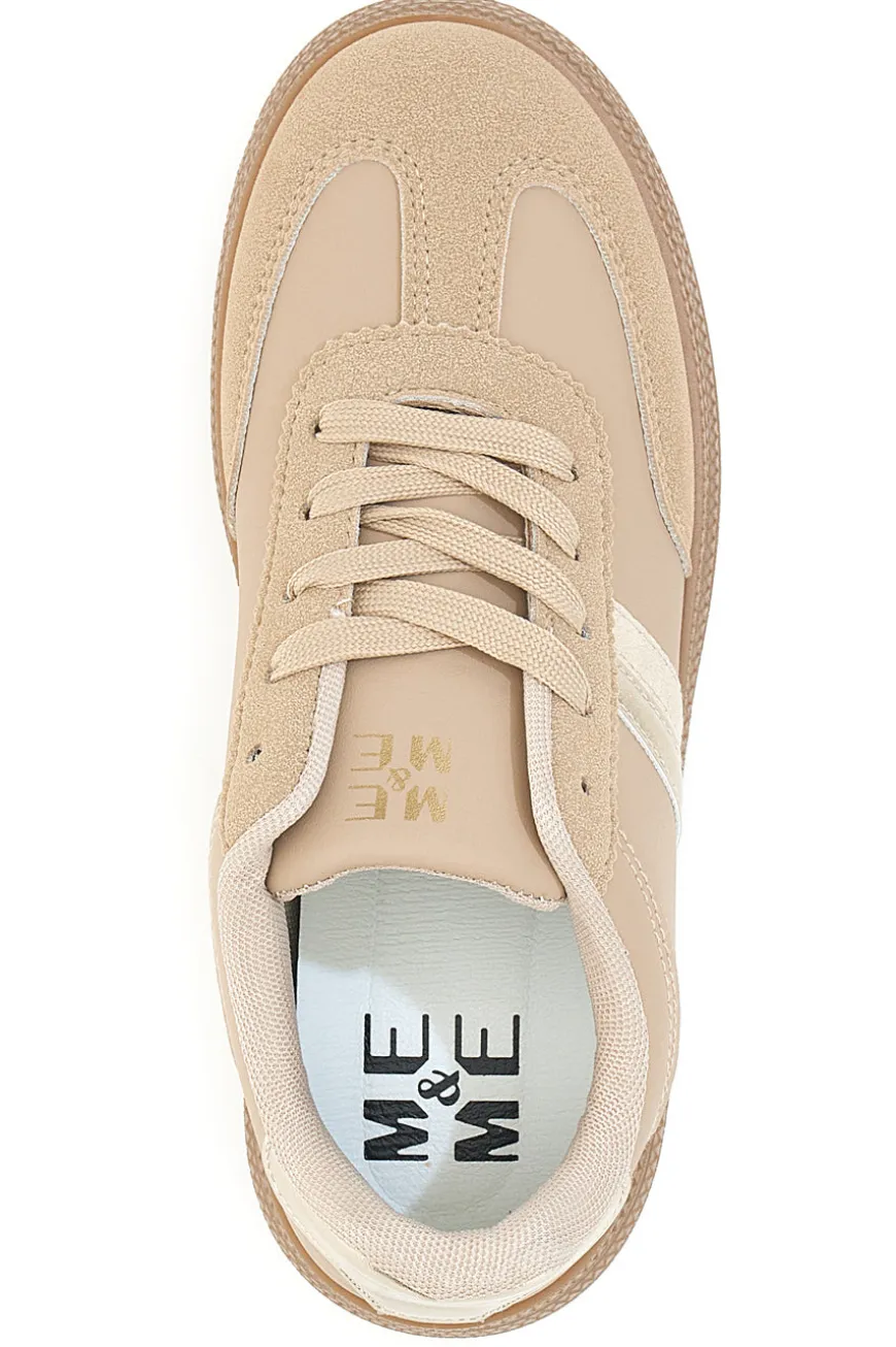 Sneakers beige inserti metallizzati fondo a contrasto Me & Me GB2026