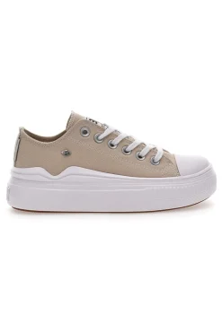 Sneakers Beige In Tela Con Platform British Knight Kaya Flow Low
