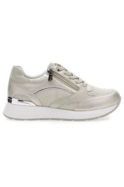 Sneakers beige perlato con zip laterale e zeppa Inblu 472IN