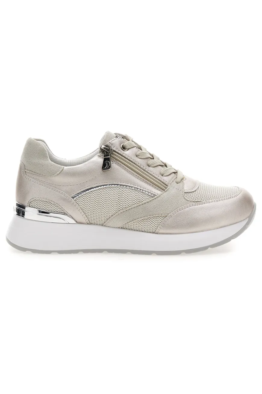 Sneakers beige perlato con zip laterale e zeppa Inblu 472IN