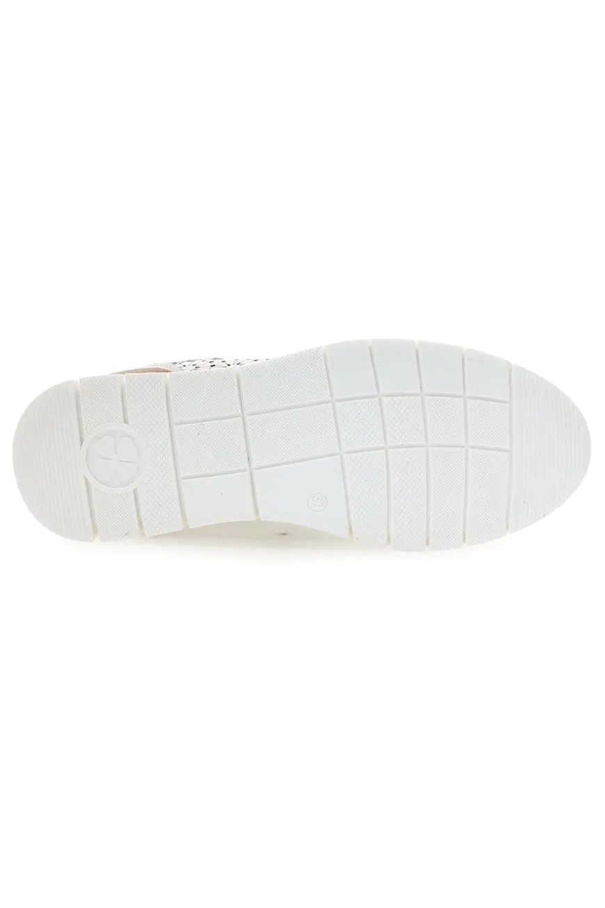 Sneakers beige traforate in vera pelle con cerniera Prima riga 182082