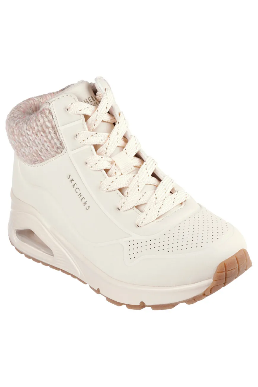 Sneakers bianche alte con collo in maglia Skechers Uno Gen1 Darling Daze