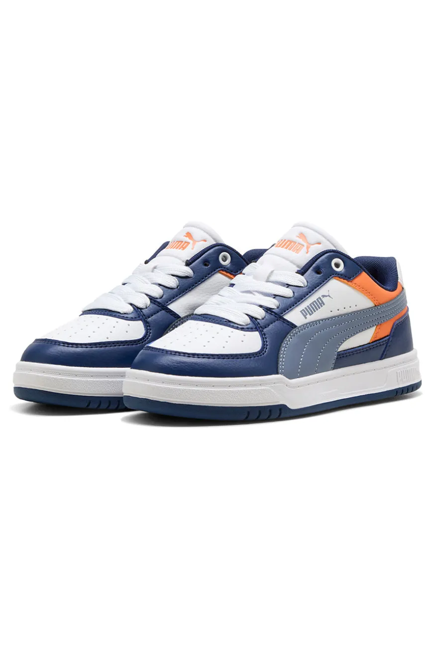 Sneakers bianche blu e arancioni stile court Puma Caven III Block Jr