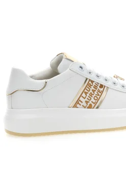 Sneakers Bianche con Bande Laterali Oro LAURA BIAGIOTTI L8945