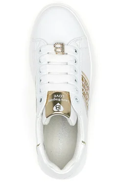 Sneakers Bianche con Bande Laterali Oro LAURA BIAGIOTTI L8945
