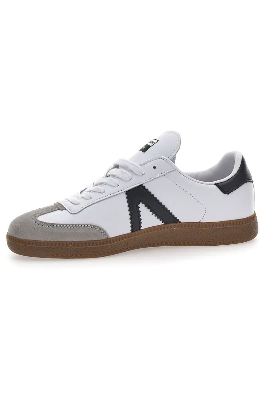 Sneakers Bianche con Bande Nere in Vera Pelle CANGURO GY51001