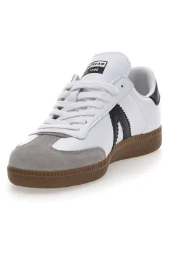 Sneakers Bianche con Bande Nere in Vera Pelle CANGURO GY51001