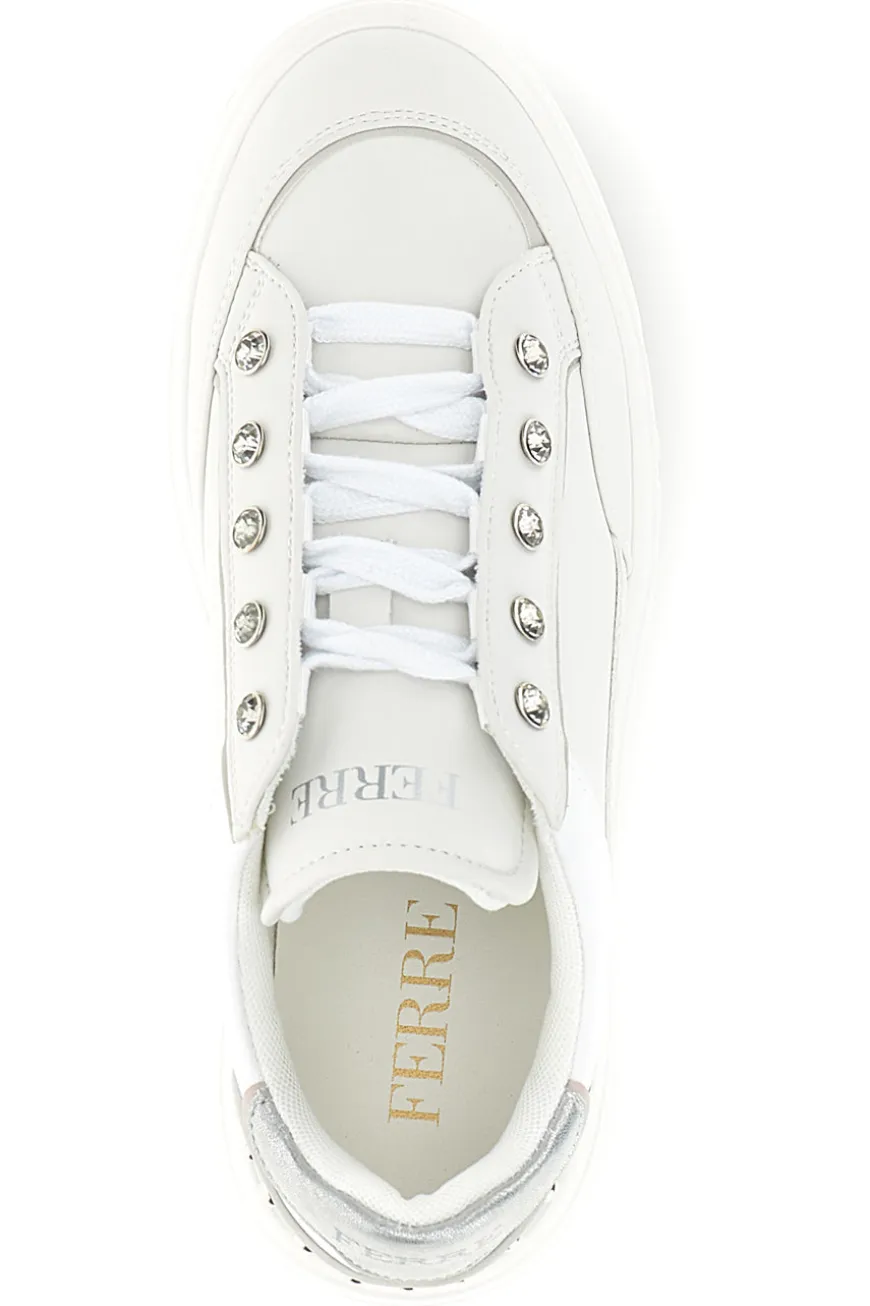 Sneakers bianche con brillantini Ferre F763
