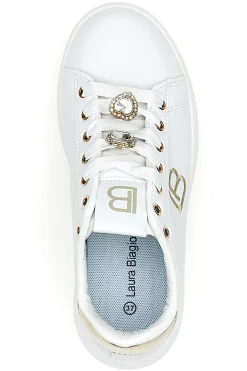 Sneakers bianche con charm gioiello e fondo alto Laura Biagiotti 9622M