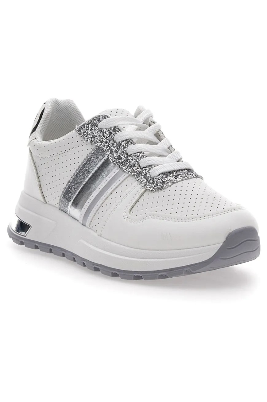 Sneakers Bianche Con Dettagli Argento Cafe' Cost 206