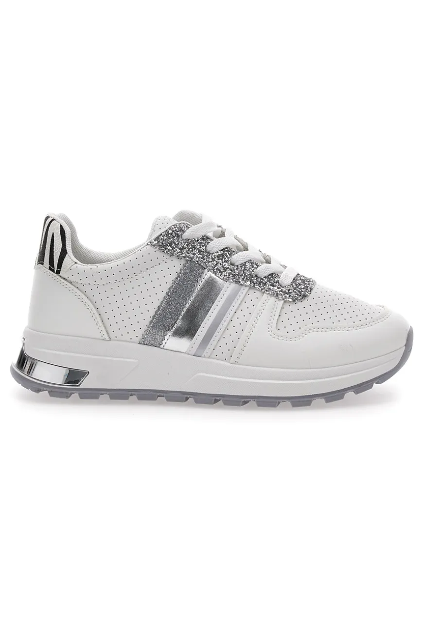 Sneakers Bianche Con Dettagli Argento Cafe' Cost 206