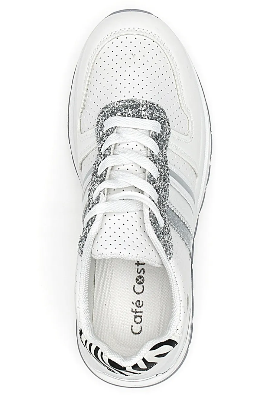 Sneakers Bianche Con Dettagli Argento Cafe' Cost 206