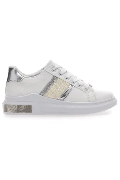 Sneakers Bianche Con Dettagli Argentati Prima Riga 460