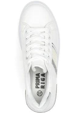 Sneakers Bianche Con Dettagli Argentati Prima Riga 460