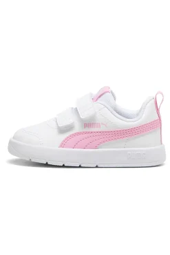 Sneakers bianche con dettagli rosa e strappi regolabili Puma Courtflex V3 V Inf