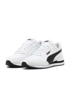 Sneakers bianche con dettagli neri e soletta SoftFoam+ Puma ST Runner v4 L Jr