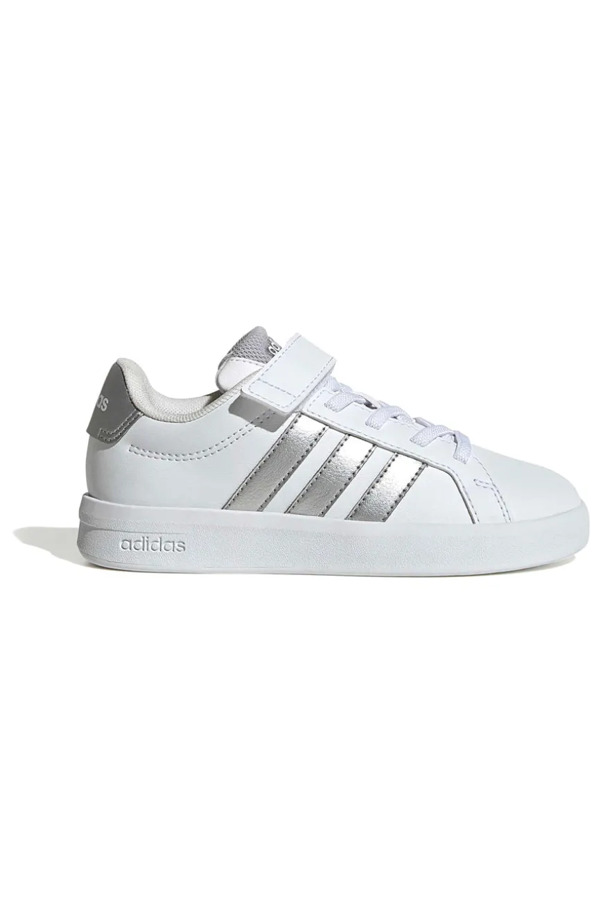 Sneakers bianche con dettagli metallizzati e chiusura a strappo Adidas GRAND COURT 3.0 EL C