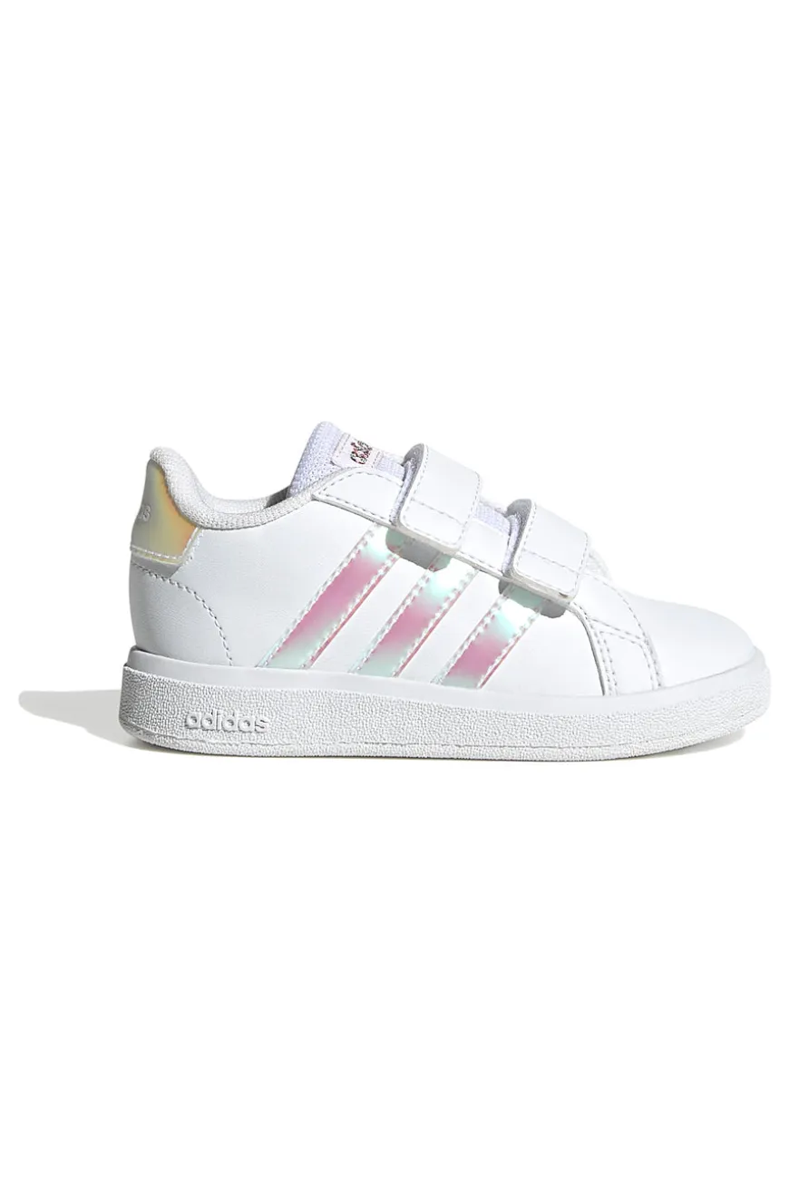 Sneakers bianche con dettagli iridescenti e doppio strappo Adidas Grand Court 2 CF I