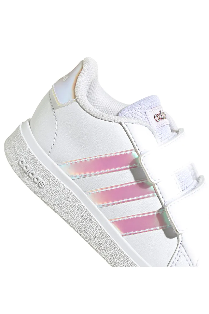 Sneakers bianche con dettagli iridescenti e doppio strappo Adidas Grand Court 2 CF I
