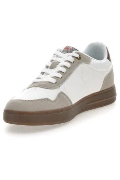 Sneakers bianche con dettagli marroni Cotton belt HOOK CVS