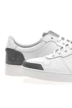 Sneakers Bianche con Dettagli Grigi in Pelle Made in Italy PTR 123
