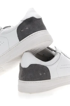 Sneakers Bianche con Dettagli Grigi in Pelle Made in Italy PTR 123
