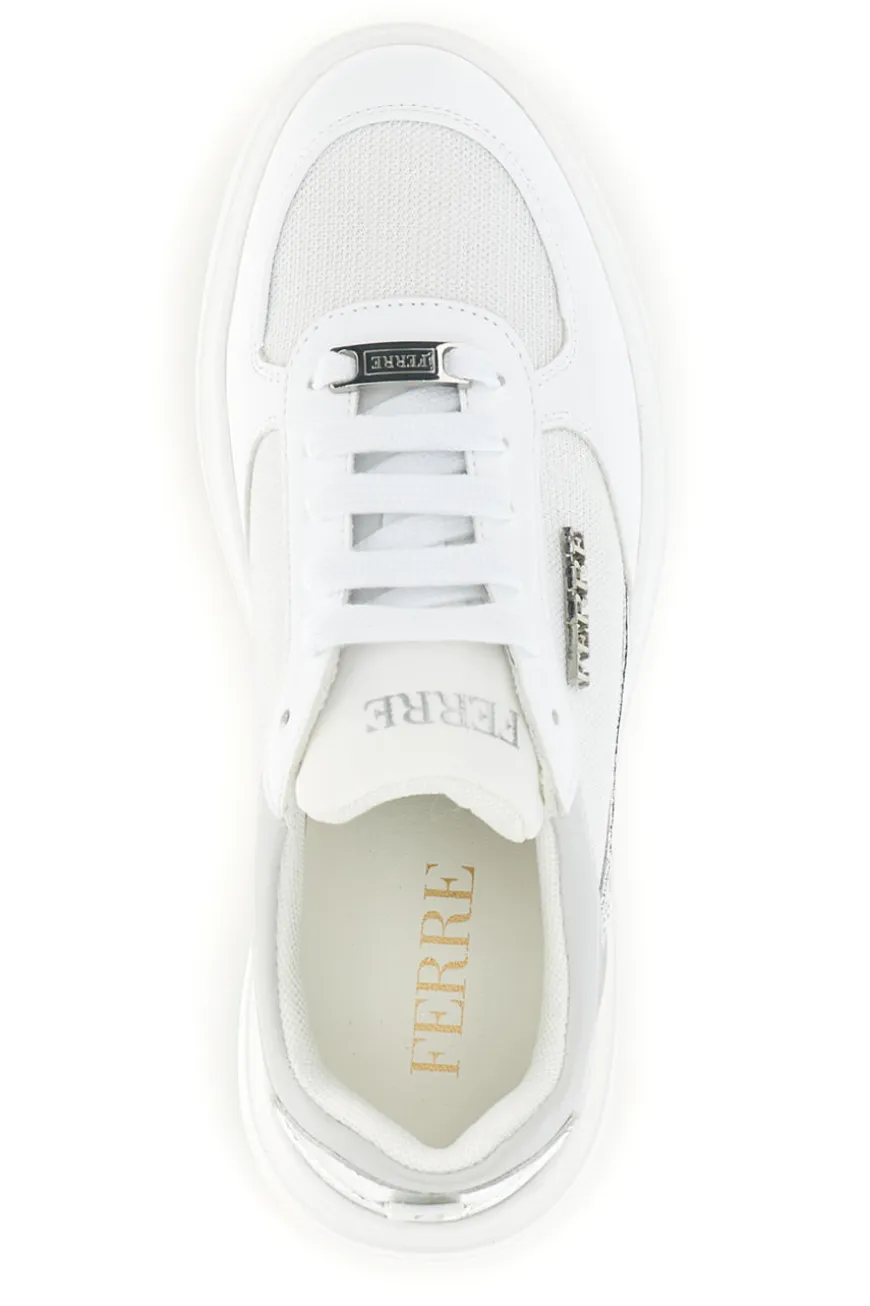 Sneakers bianche con dettagli argento Ferre F750