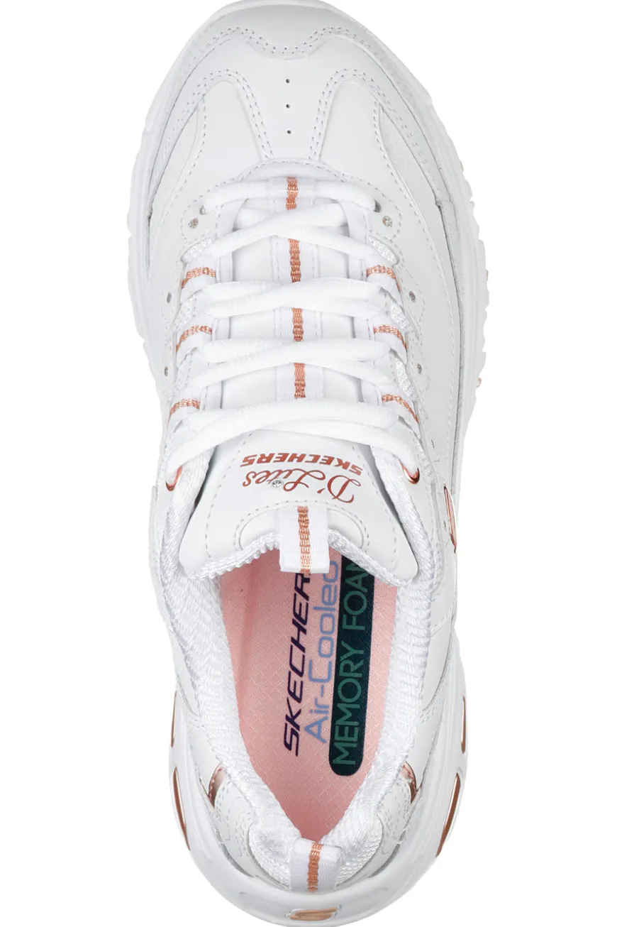 Sneakers bianche con dettagli oro e Memory Foam Skechers D'Lites Fresh Start