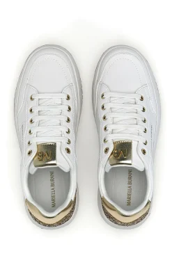 Sneakers bianche con dettagli oro glitterati Mariella Burani 51772C1170