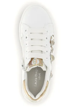 Sneakers bianche con fiori e inserti oro Laura Biagiotti L9858C9760