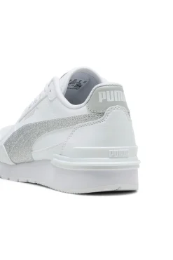 Sneakers bianche con glitter argento Puma ST Runner v4 SL Glitter Jr