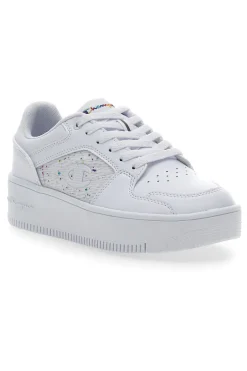Sneakers Bianche con Lacci Champion Rebound Platform Abstract Low