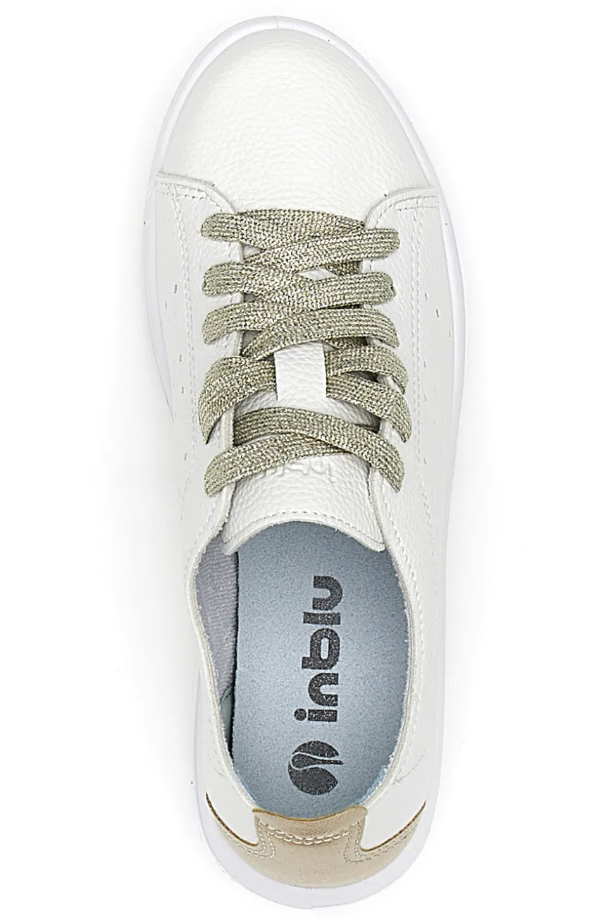 Sneakers Bianche con Lacci Platino INBLU 51 WG