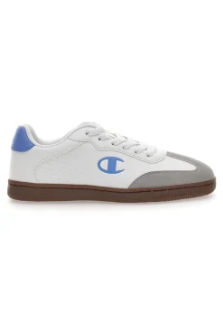 Sneakers Bianche con Logo Azzurro e Suola in Gomma CHAMPION PRESTIGE MIX MATERIAL