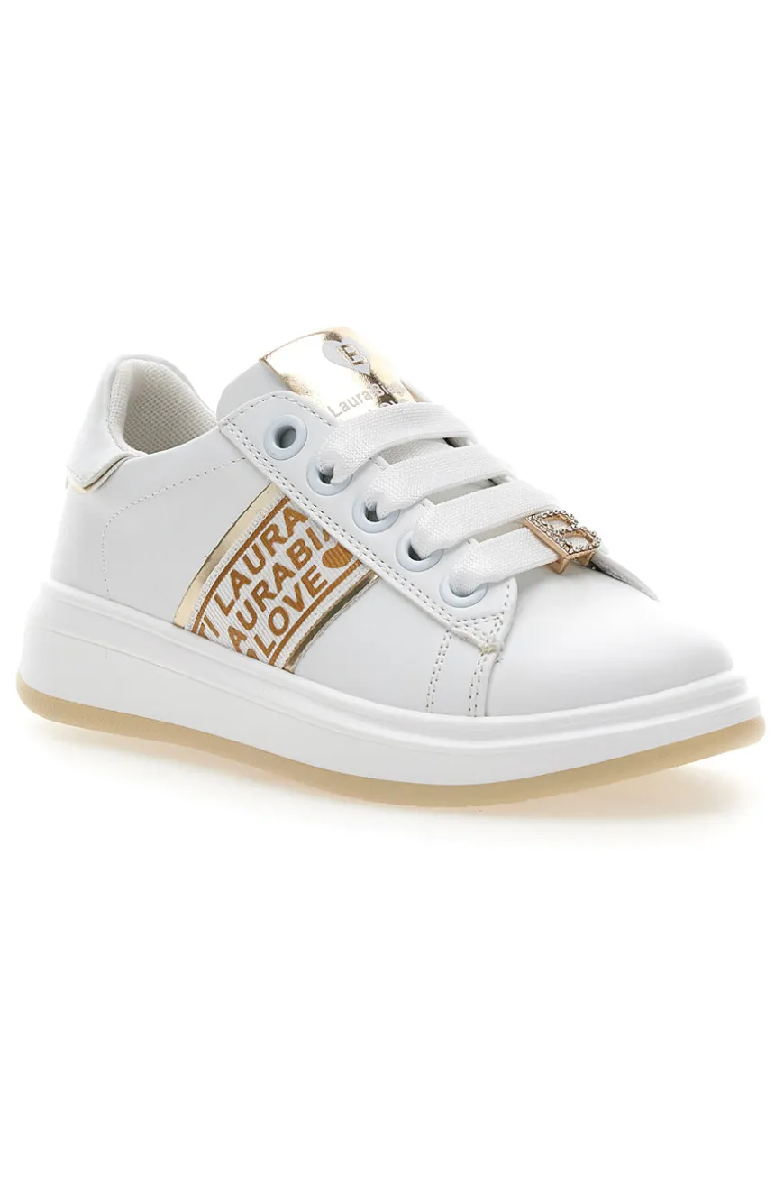 Sneakers Bianche con Logo Dorato LAURA BIAGIOTTI L8945