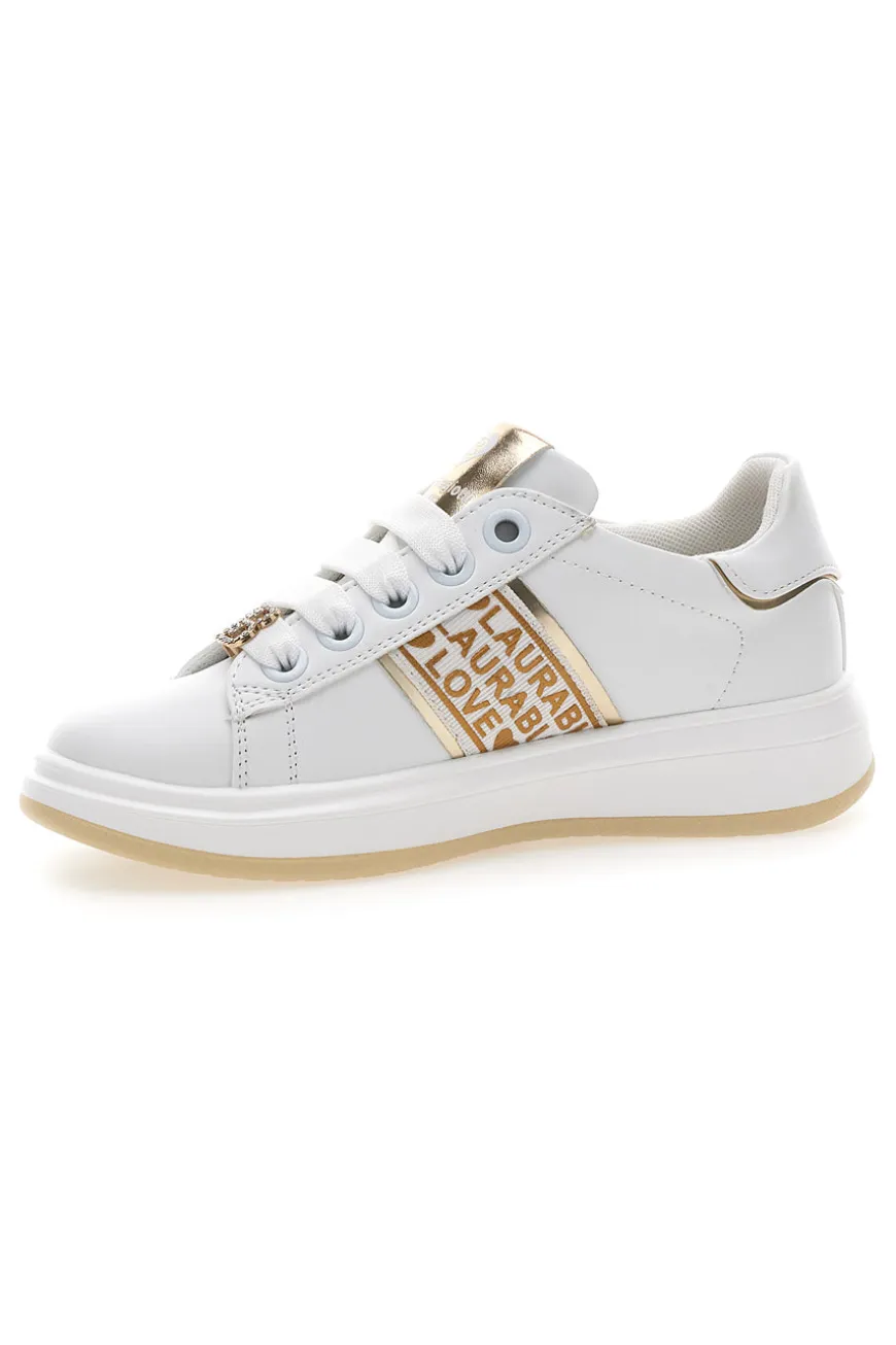 Sneakers Bianche con Logo Dorato LAURA BIAGIOTTI L8945