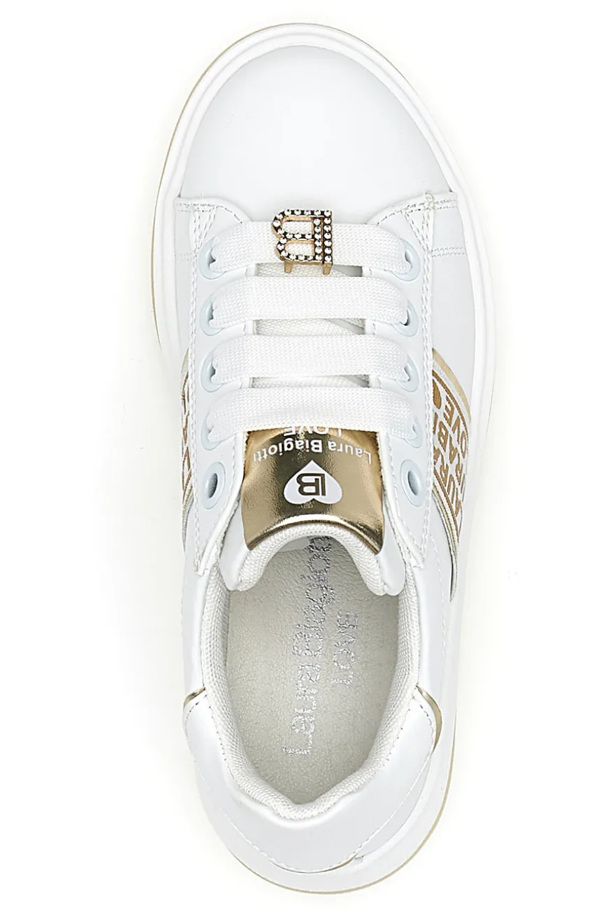 Sneakers Bianche con Logo Dorato LAURA BIAGIOTTI L8945