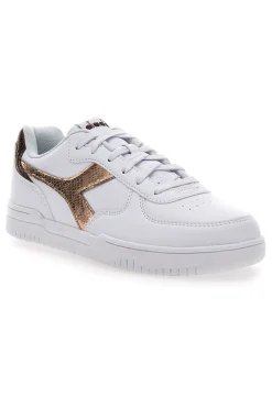 Sneakers Bianche con logo dorato DIADORA RAPTOR LOW CRYSTAL WN