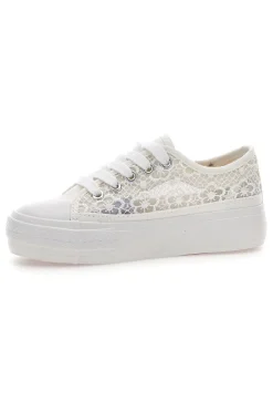 Sneakers bianche con pizzo suola flatform ENERGY E111